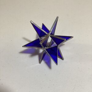 Handmade Stained Glass Sun Catcher 12 Point Star Blue Christmas Holiday Decor